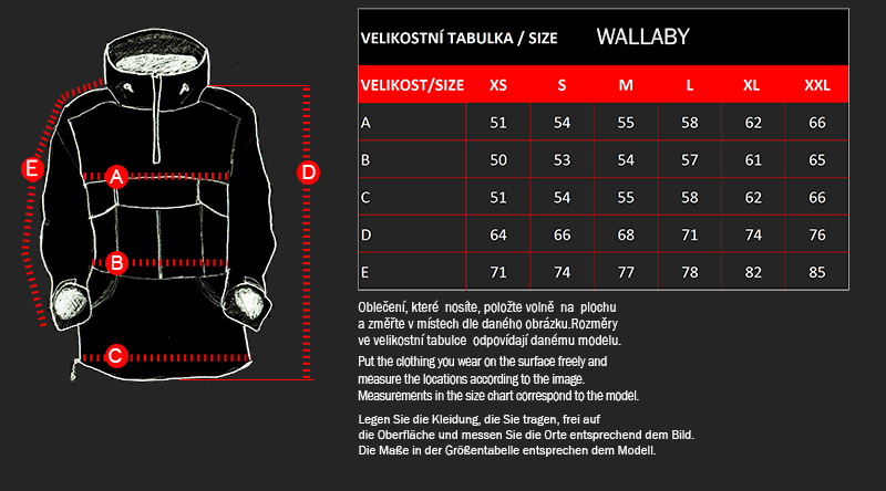 D4M | Vetrovka WALLABY s kapucňou, s obliekaním cez hlavu, polyamid, čierna+sivá, L