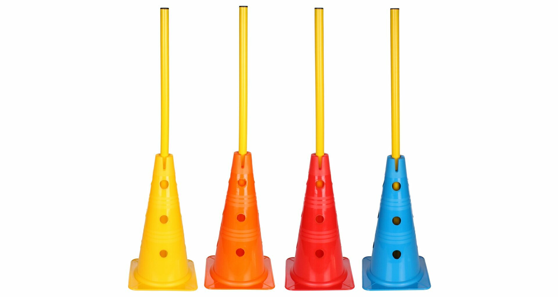 Kužeľ VARIO s otvormi, s výškou 38cm, plastový, modrý