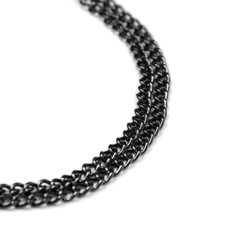 HS Obojok retiazkový, sťahovací, 2mm/35cm, okrúhle malé ploché oko, nerezová oceľ, čierny, 2-radový