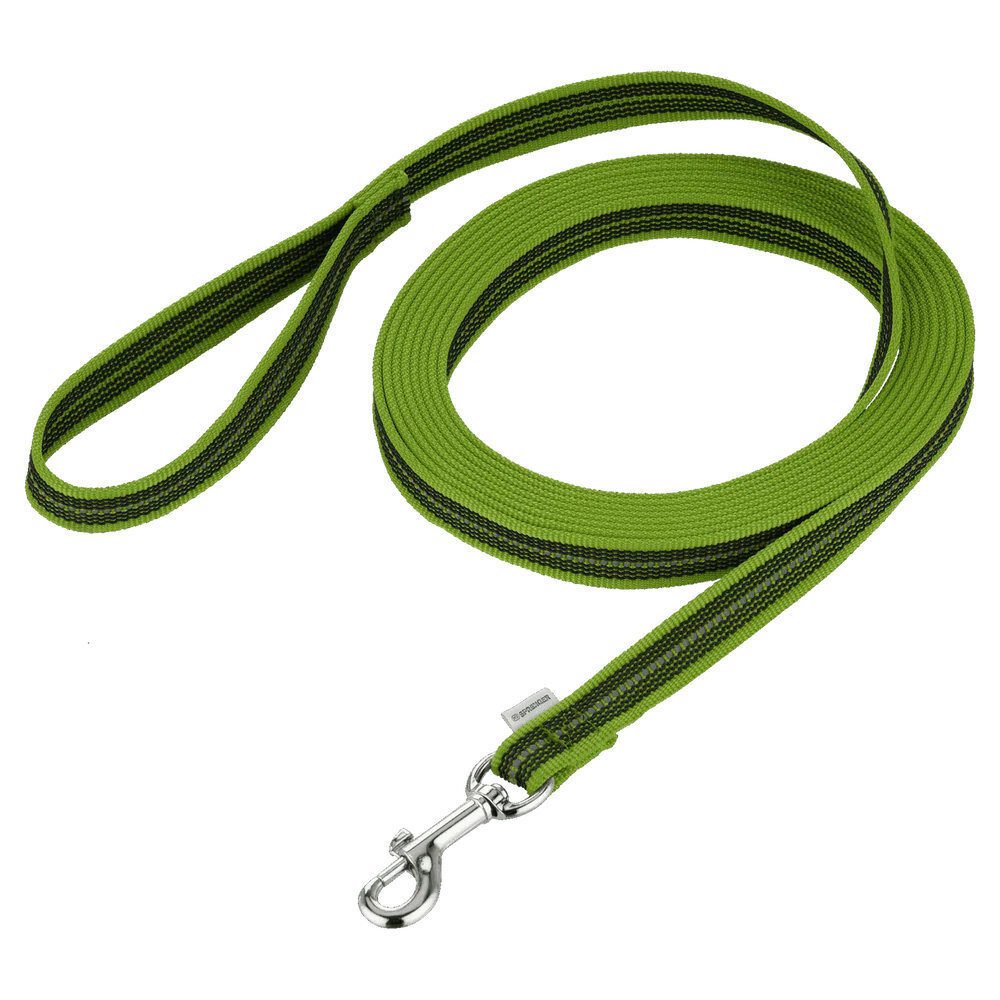 HS Sprenger | Vodítko stopovacie s uškom pogumované, 19mm/10m, nerezová karabína, zelené
