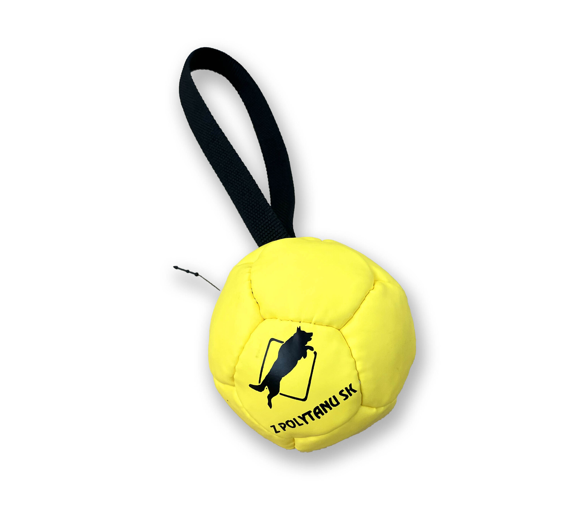 Lopta FUN "futbalová" s priemerom 8cm, s uškom, ekokoža, žltá