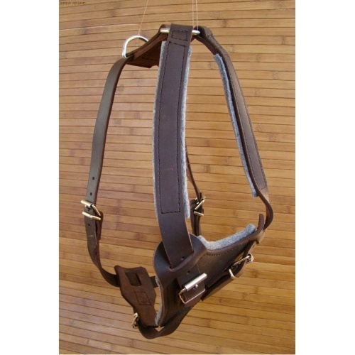 Postroj na obranu, polstrovaný, 70-85cm, koža, nemecký ovčiak fena