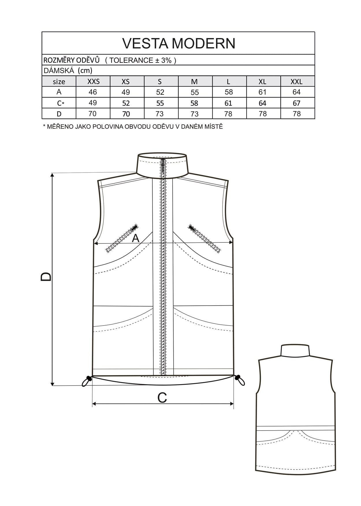 Vesta MODERN dámska, bez kapucne, sieťovaná podšívka, polyester, malinová XXL