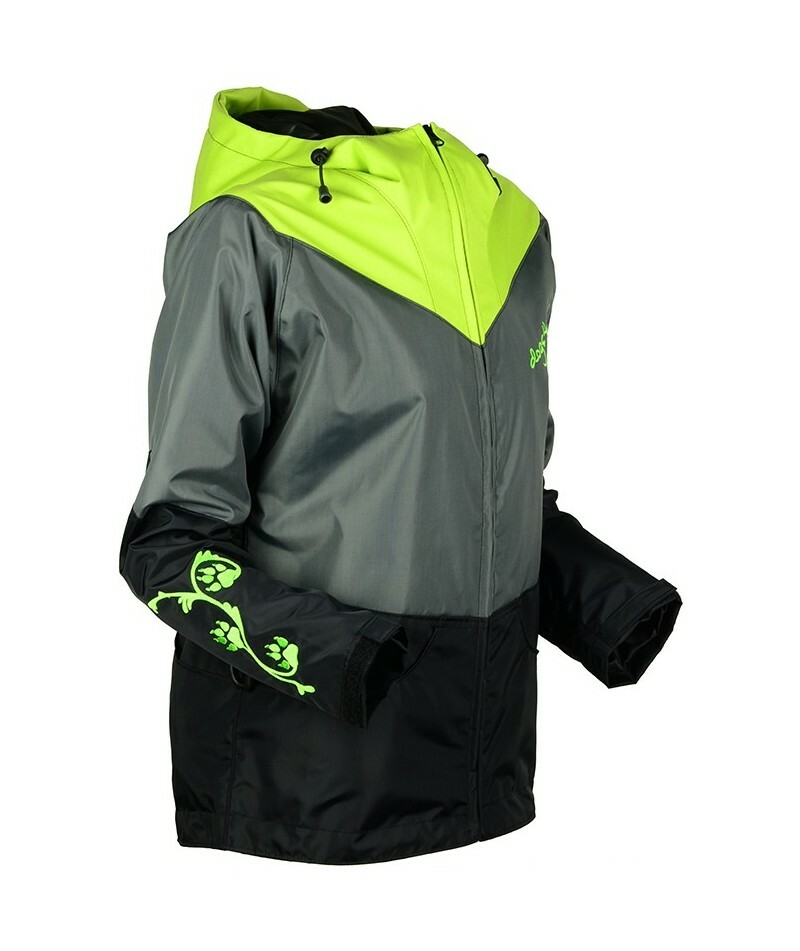 D4M | Vetrovka TECH s kapucňou, nepremokavá, softshell, čierna+limetková, L