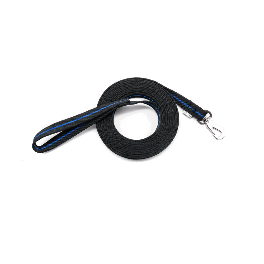 Vodítko stopovacie BLUE LINE s uškom pogumované, 19mm/9m, modro-čierne