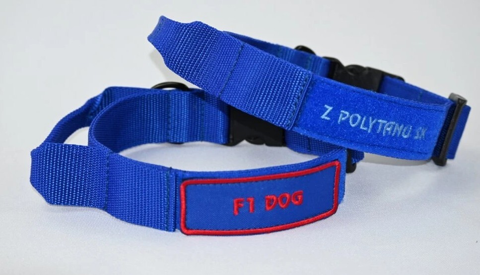 Obojok PATROL BLUE, 45-60cm, taktický na obranu, suchý zips pre nalepenie nášivky, modrý
