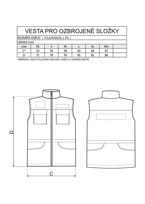 Vesta pre ozbrojené zložky, čierna XS
