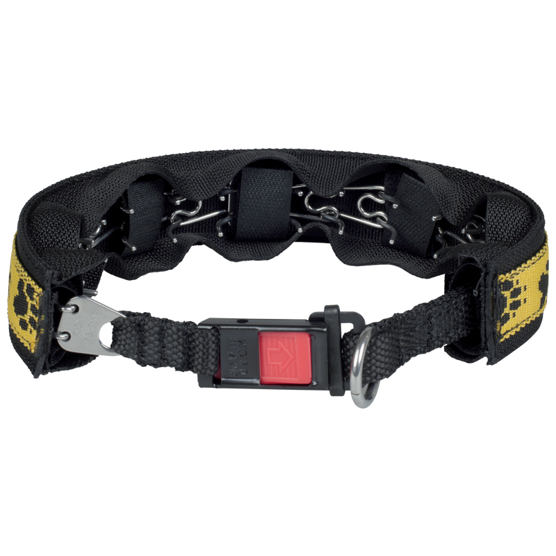 Kryt na ostnatý obojok s bokmi, 4cm/39.5cm, stredný, žltý s čiernymi labkami