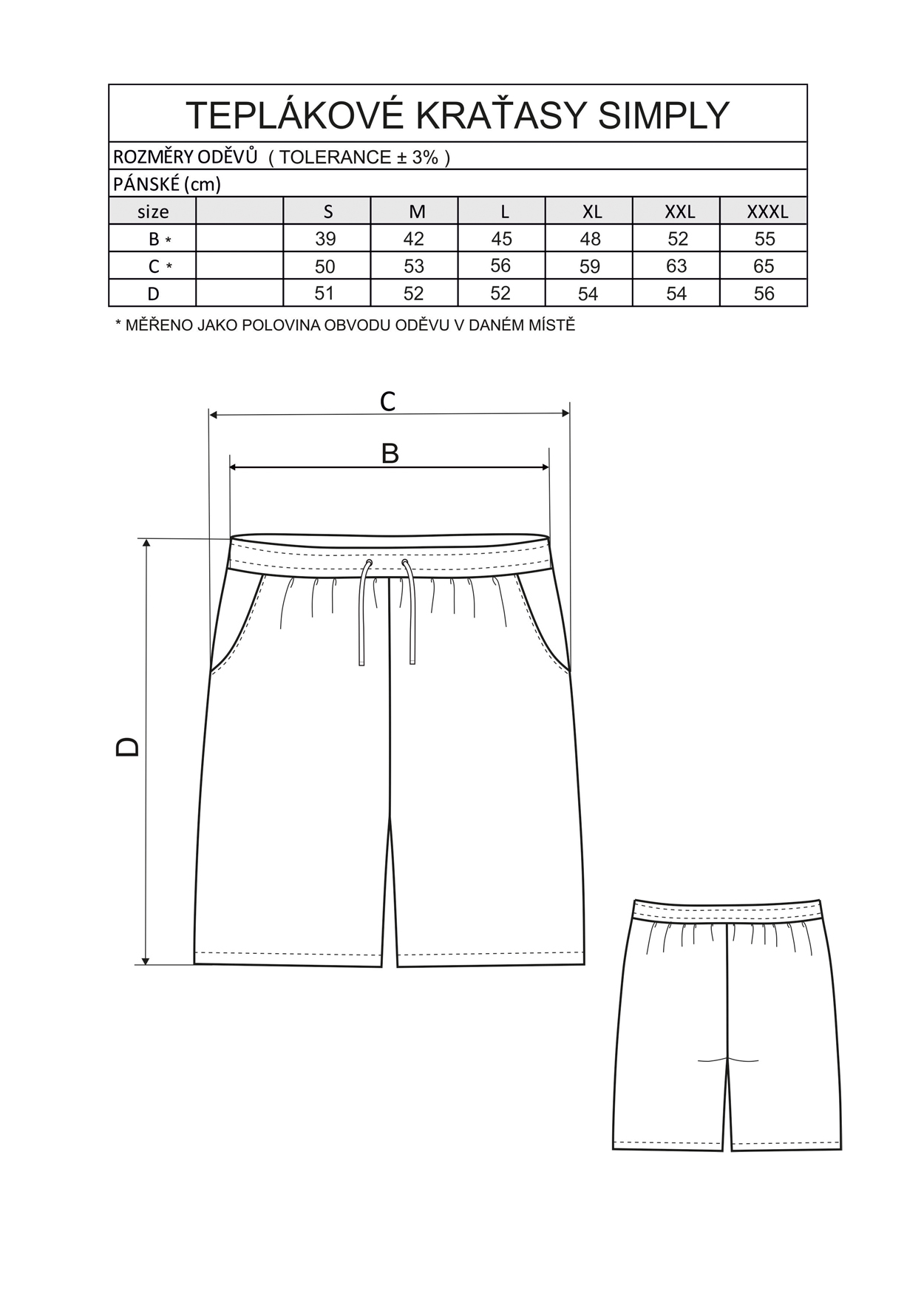 Krátke nohavice SIMPLY, pánske, s vreckami, špeciálna puff potlač, teplákové, bavlna, čierne XXXL