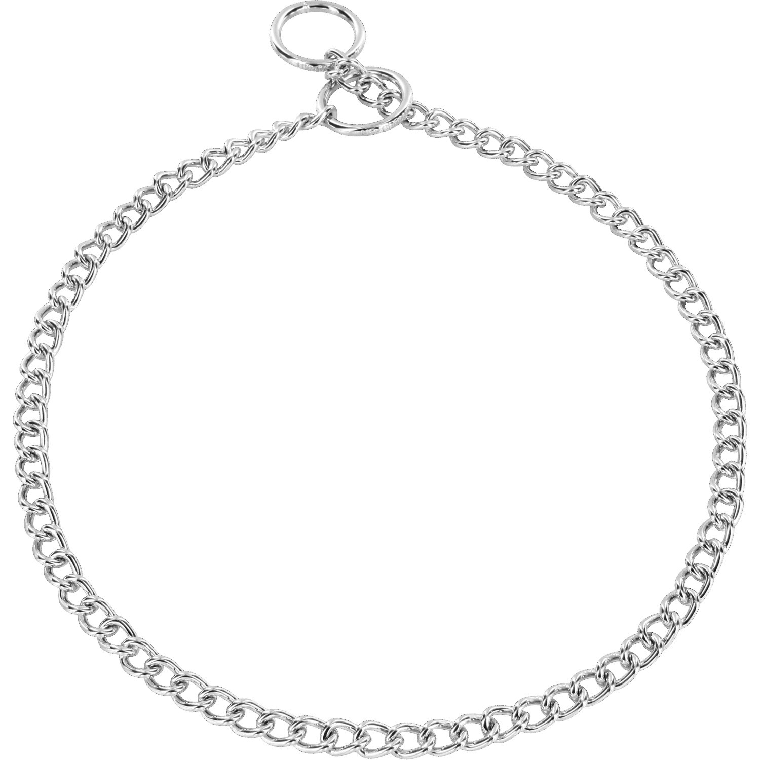 HS Sprenger | Obojok retiazkový, sťahovací, 2mm/60cm, okrúhle malé oko, chrómovaná oceľ