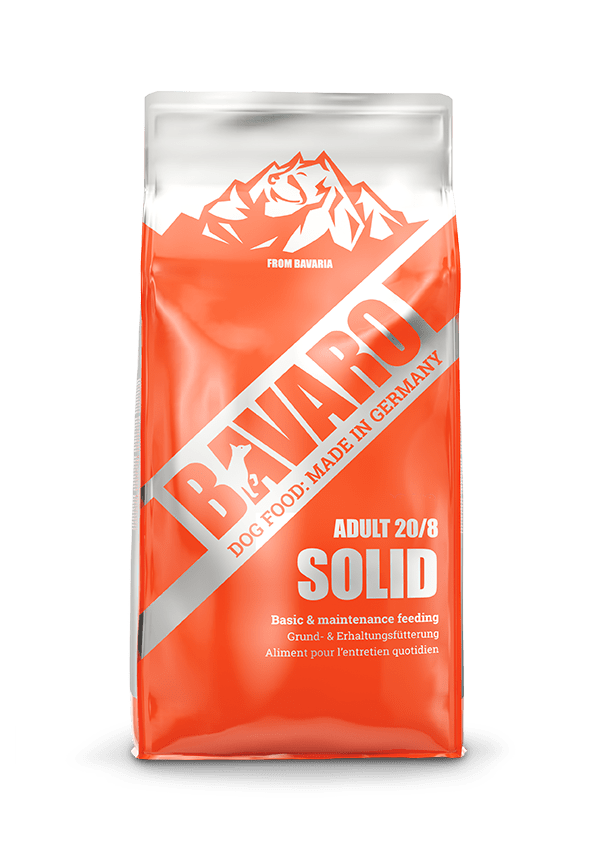 Krmivo BAVARO ADULT SOLID 20/8, pre staršie alebo pre menej aktívnych psov, bez sóje a cukru, 18kg