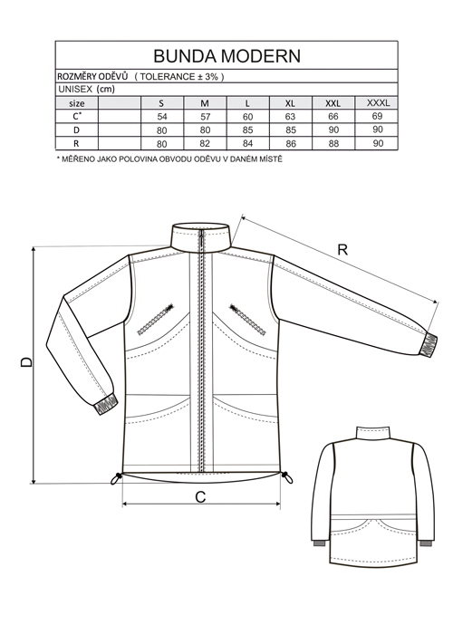 Vetrovka MODERN s podšívkou, bez kapucňe, unisex, čierna XXL