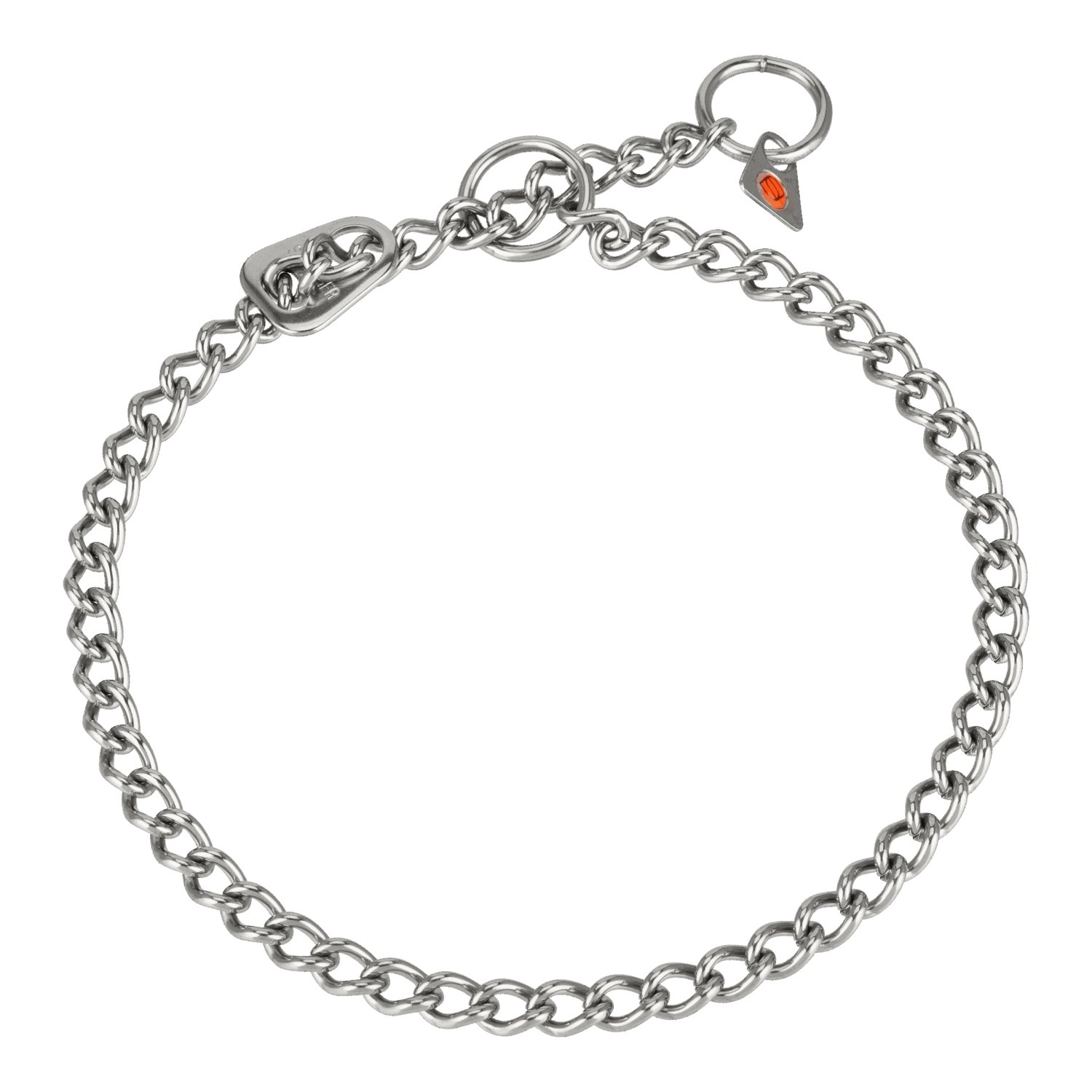 HS Obojok retiazkový, sťahovací, 2.5mm/40cm, okrúhle malé oko, nerezová oceľ, s obmedzovačom