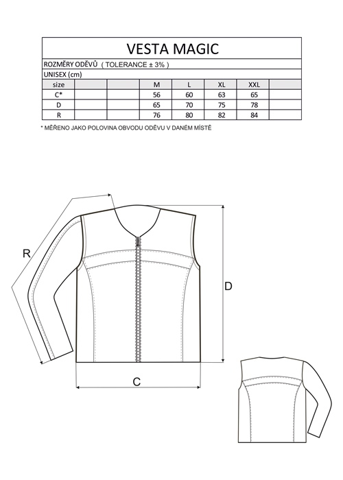 Vesta MAGIC figurantská, s hydrofóbnou úpravou, čierna L