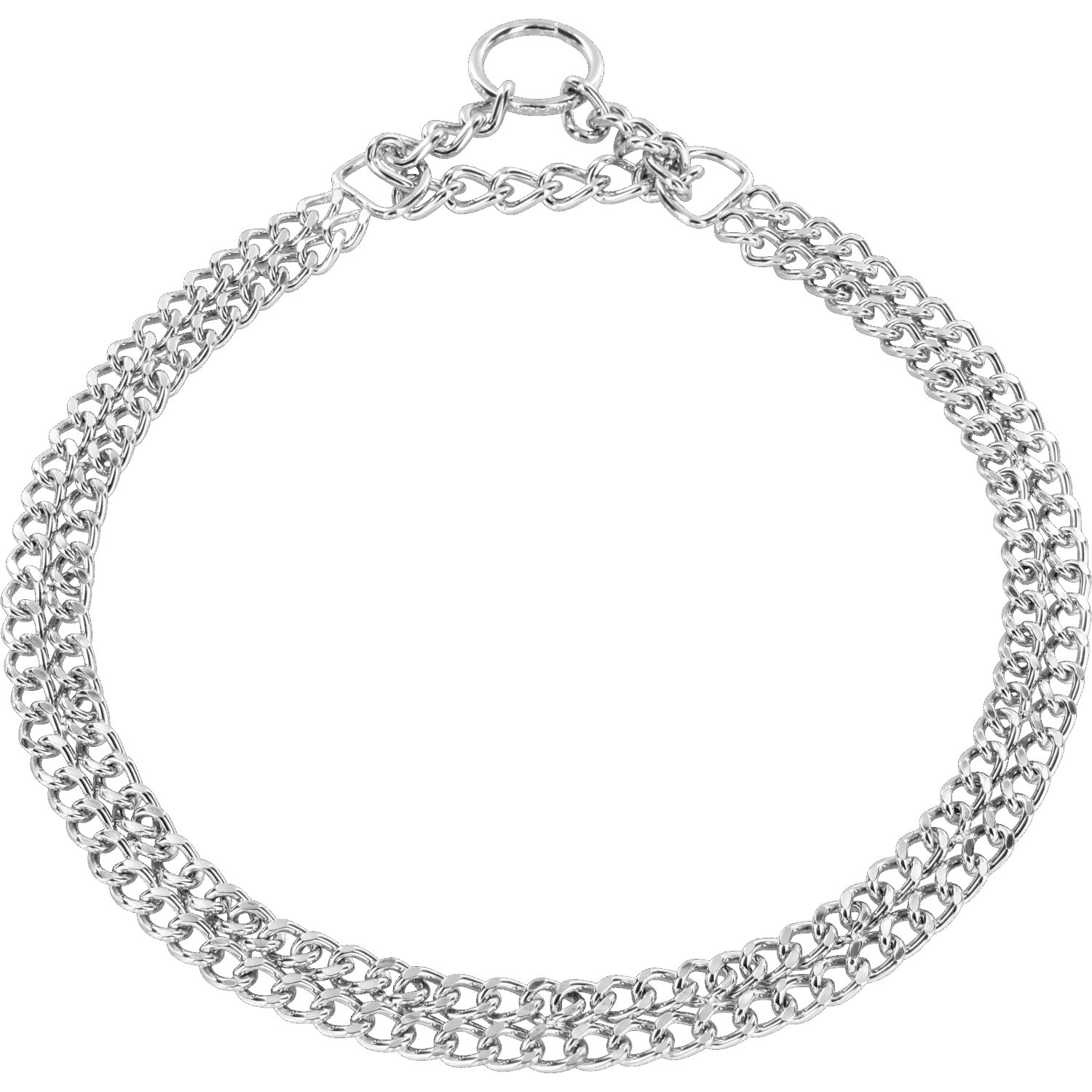 HS Obojok retiazkový, sťahovací, 2mm/40cm, okrúhle malé ploché oko, pochrómovaná oceľ, 2-radový