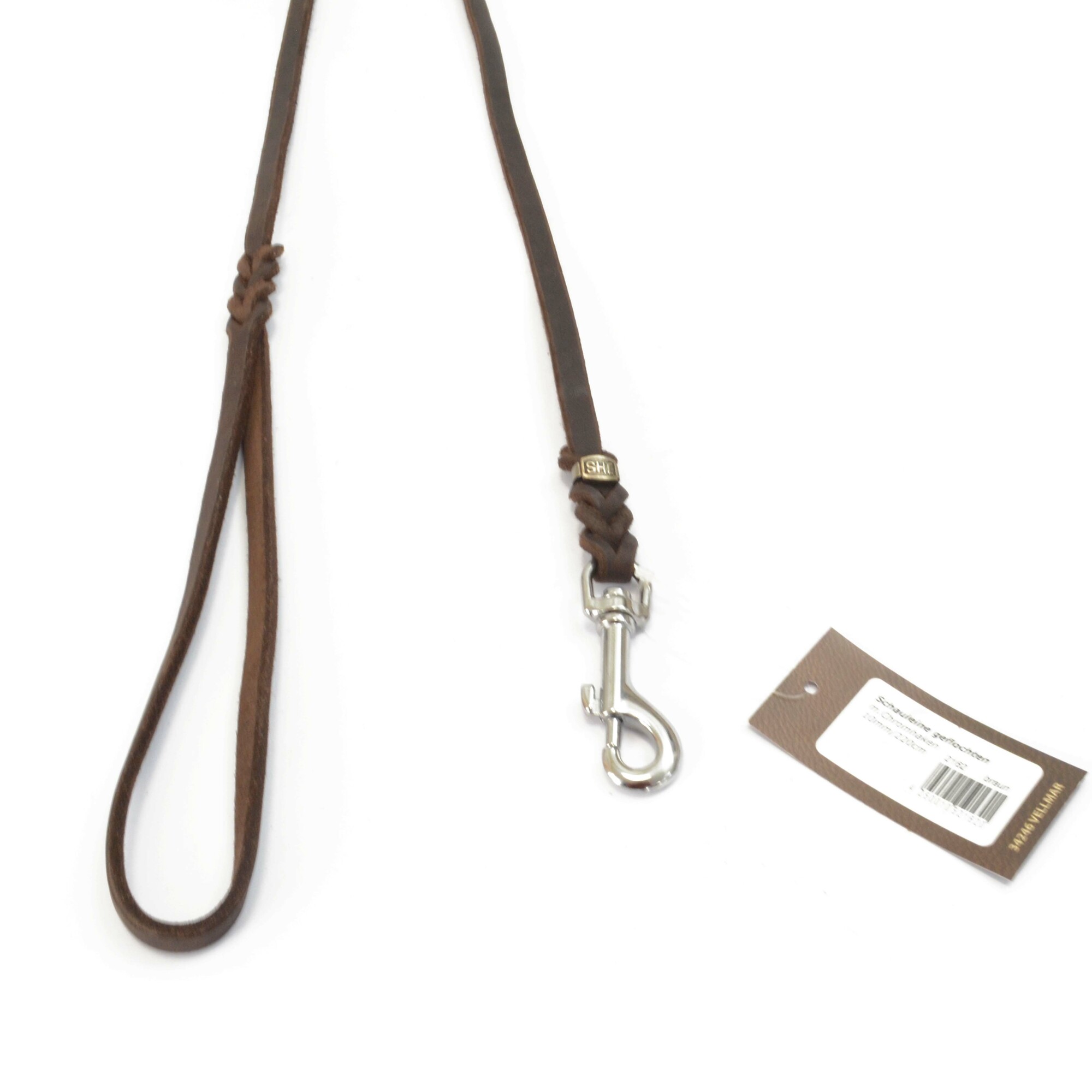 Vodítko výstavné (predvádzacie) s uškom, 12mm/220cm, chrómová karabína, koža