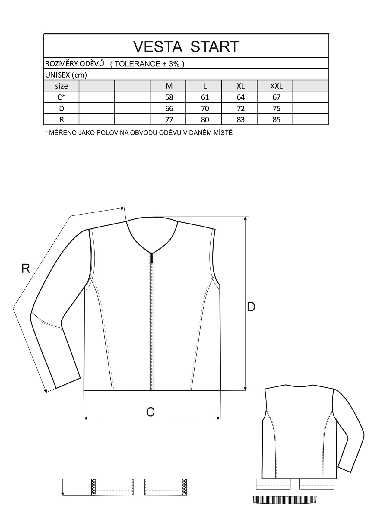 Vesta START figurantská, pre ľavý rukáv, čierna, M
