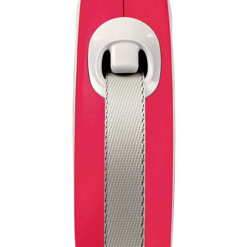 Vodítko vychádzkové FLEXI NEW COMFORT, L, páska, 5m/50kg, chrómová karabína, červené