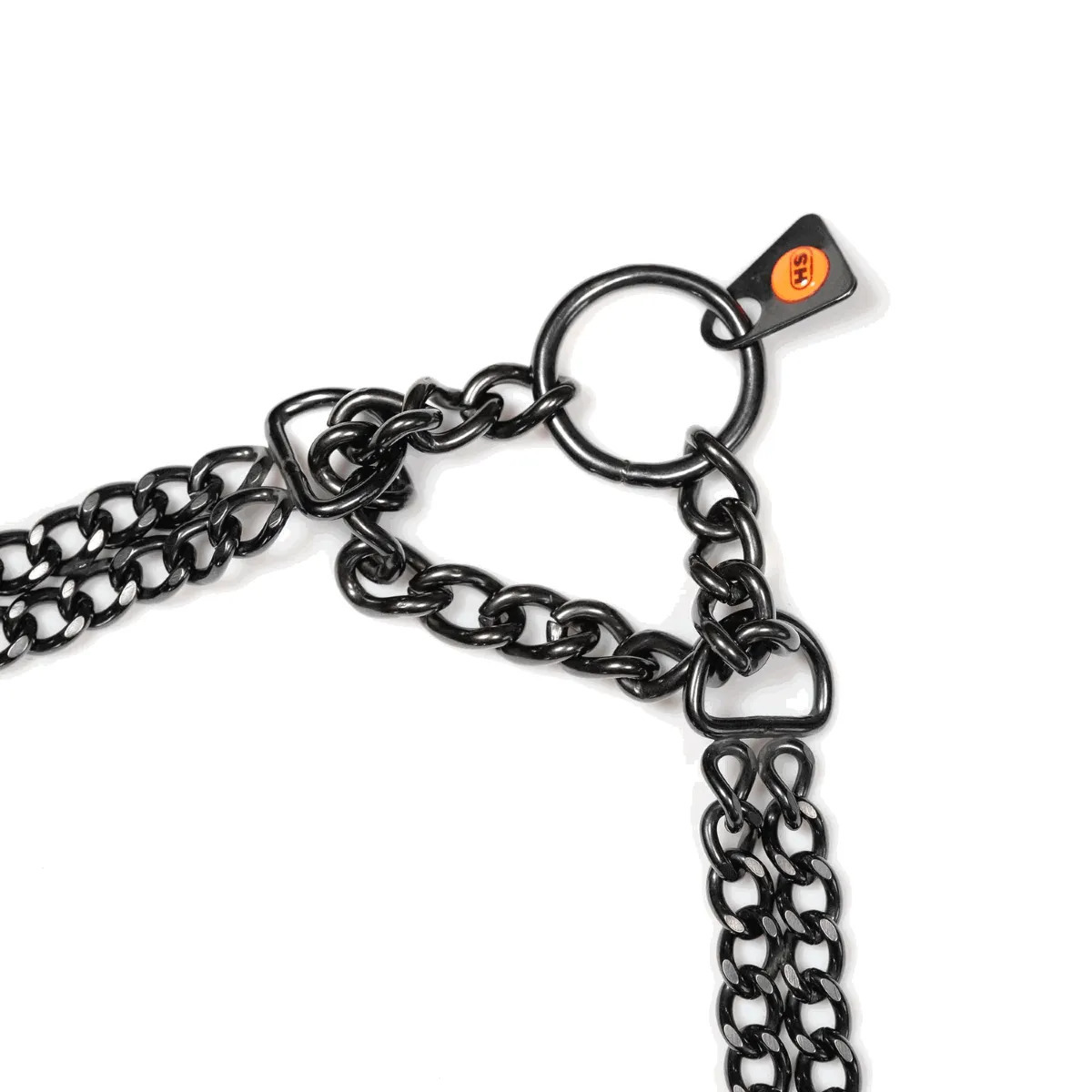 HS Obojok retiazkový, sťahovací, 2mm/60cm, okrúhle malé ploché oko, nerezová oceľ, čierny, 2-radový