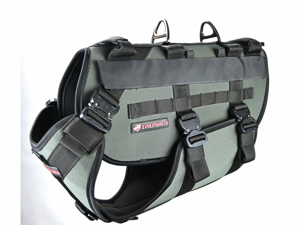 Postroj zlaňovací SPARTAN COBRA, 2 rúčky, posltrovaný, cordura, stredný, taktická zelená