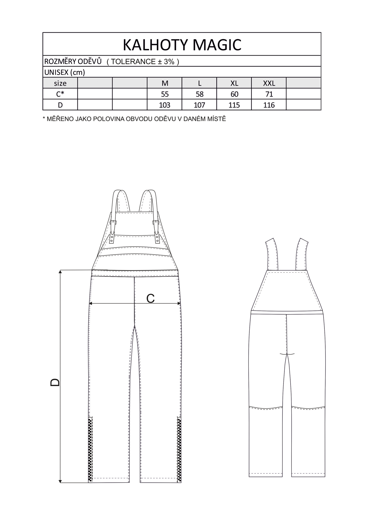 Nohavice figurantské MAGIC, čierne, nepremokavé, L