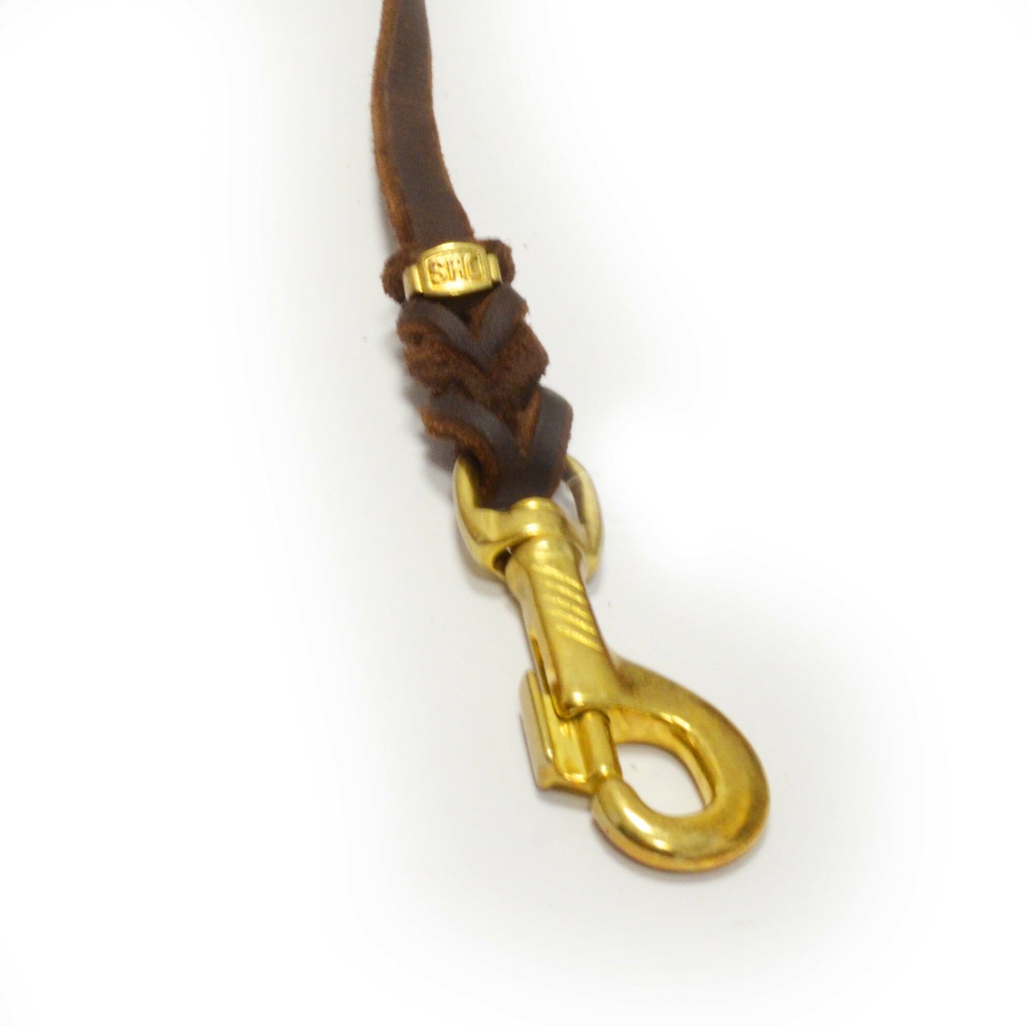 Vodítko výstavné (predvádzacie) s uškom, 12mm/220cm, mosadzná karabína, koža