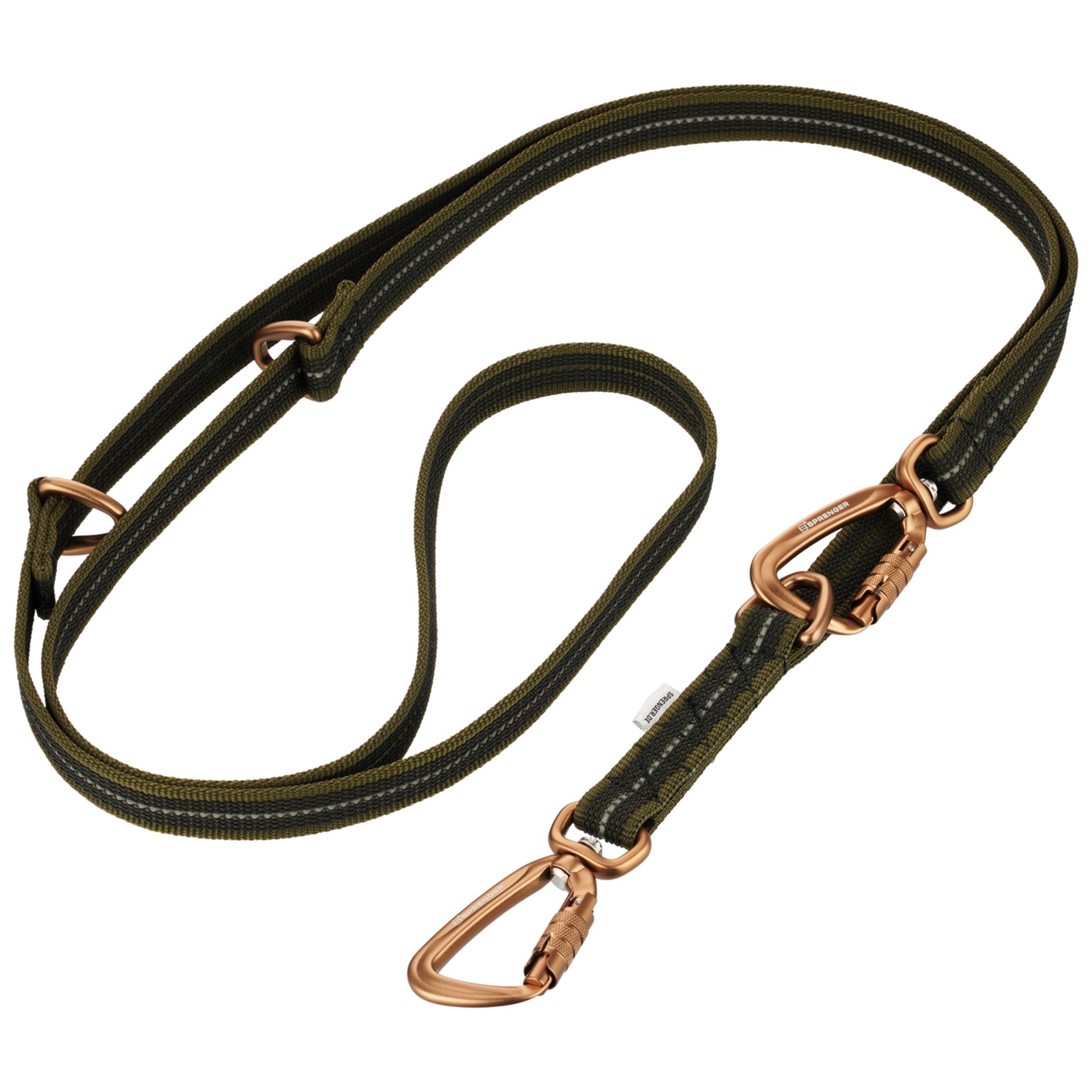 HS Sprenger | Vodítko prepínacie pogumované, 19mm/2.3m, 2 nerezové karabíny, olivovo-zelené