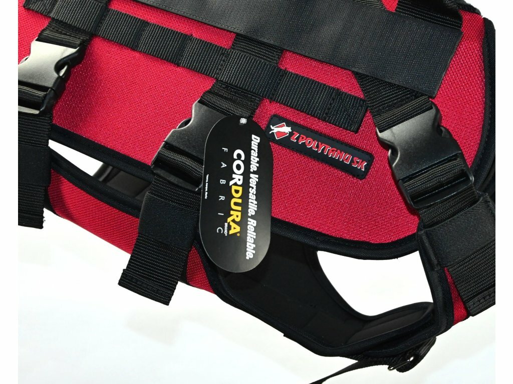 Postroj pre ozbrojené zložky SPARTAN, 2 rúčky, polstrovaný, cordura, stredný, červený