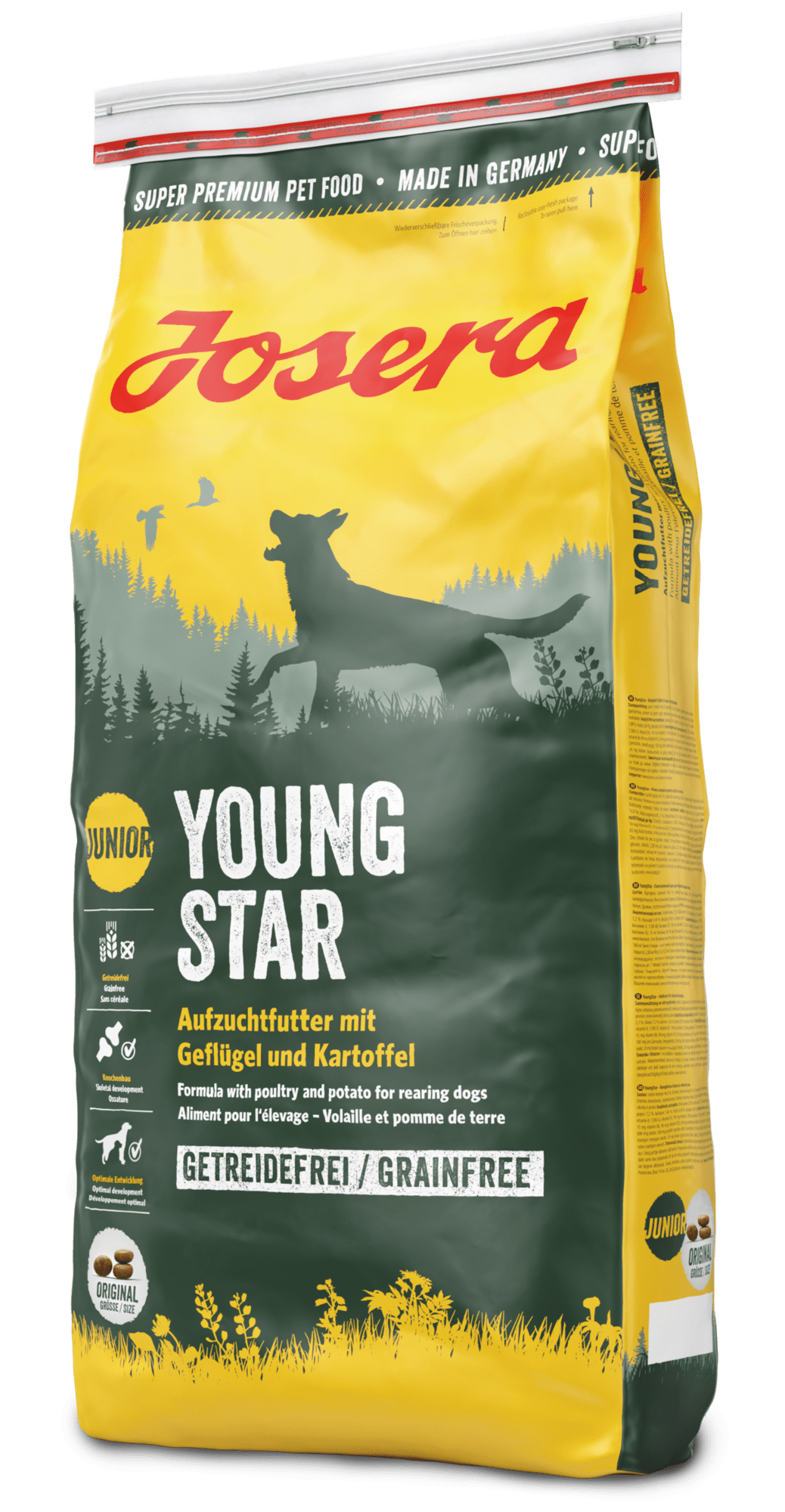 Krmivo JOSERA YOUNGSTAR 25/13, bez obilia, šteňatá a mladé psy, 12.5kg