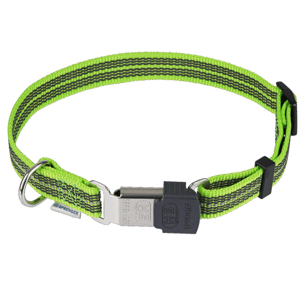 HS Sprenger | Obojok pogumovaný, 1.9cm/30-45cm, nastaviteľný, ClicLock, reflexný zelený