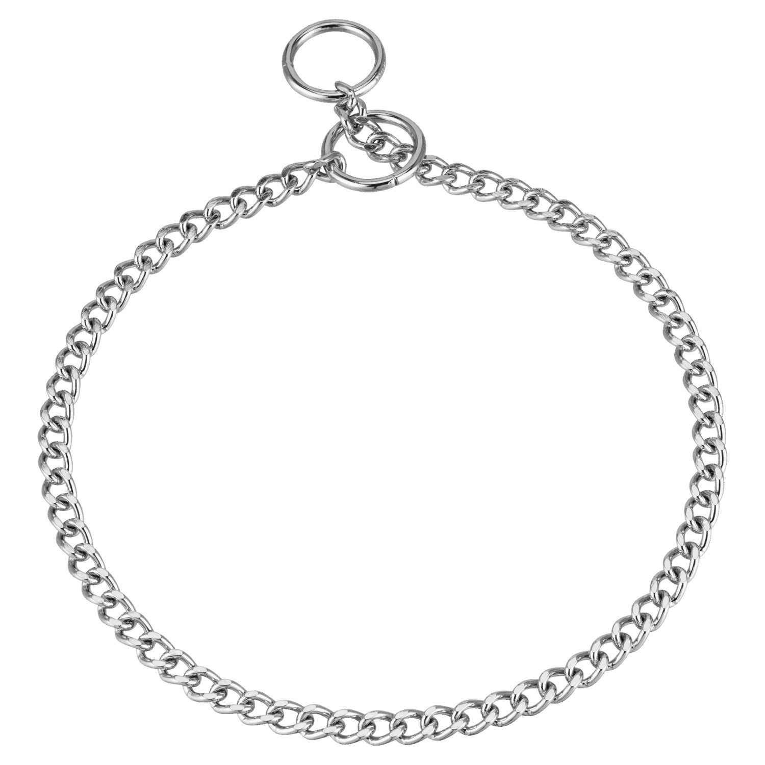 HS Obojok retiazkový, sťahovací, 2mm/60cm, okrúhle malé ploché oko, chrómovaná oceľ