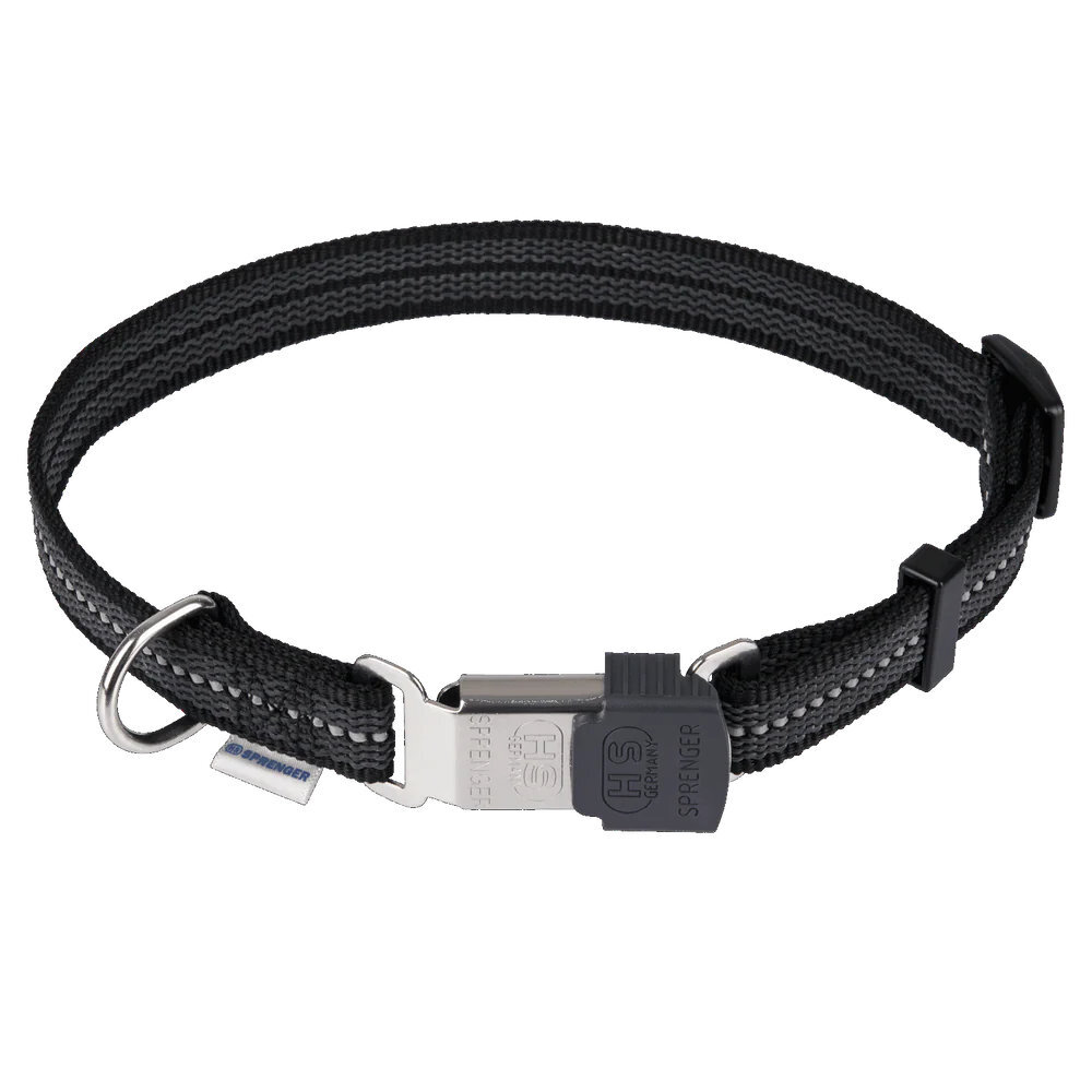 HS Sprenger | Obojok pogumovaný, 1.9cm/30-45cm, nastaviteľný, ClicLock, reflexný čierny