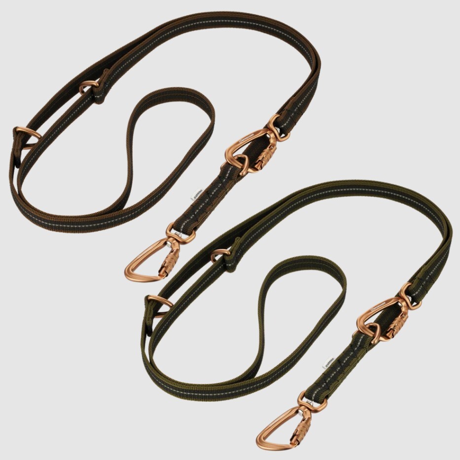 HS Sprenger | Vodítko prepínacie pogumované, 19mm/2.3m, 2 nerezové karabíny, hnedé