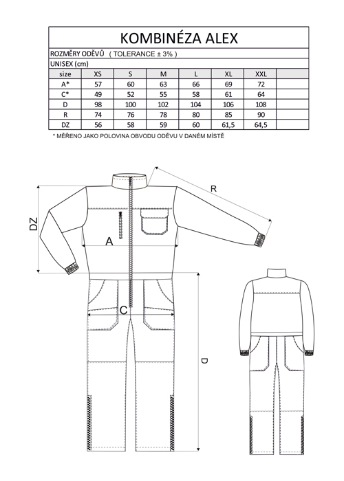 Overal ALEX nepremokavý, čierny XL
