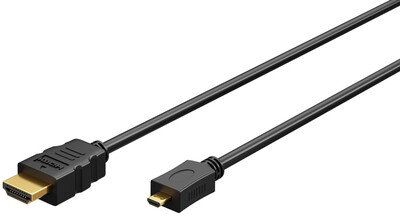 Kábel HDMI/HDMI micro M/M 1.5m, High Speed+Eth, 4K@60Hz, HDMI 2.0, 10.2G, G pozl. kon., čierny