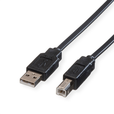 Kábel USB 2.0 A-B M/M 1.8m, High Speed, čierny, plochý