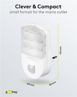 Svetlo so senzorom, do zásuvky 1.1W/67lm (IP20), detekcia: 120°, 9m dosah, studená biela
