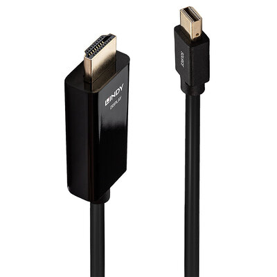 Kábel DisplayPort mini na HDMI M/M 3m, jednosmerný, max. 3840x2160@30Hz, čierny
