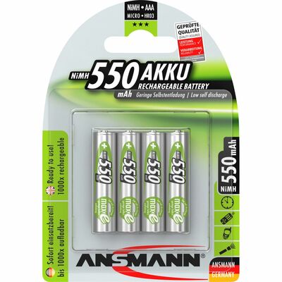 Baterka ANSMANN nabíjacia AAA (4ks) 550mAh NiMH (HR03) 4BL