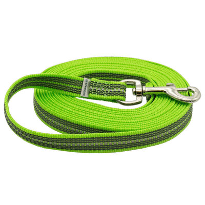 Vodítko stopovacie s uškom pogumované, 19mm/10m, nerezová karabína, zelené, HS