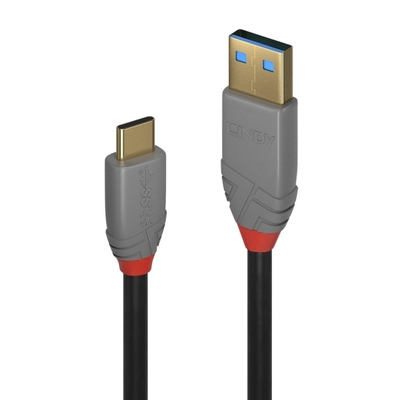 Kábel USB 3.2 Gen 2, AM/CM Typ C 1m, 10Gbps, PD 100w 20V5A, Anthra Line, čierny, pozl. kon.
