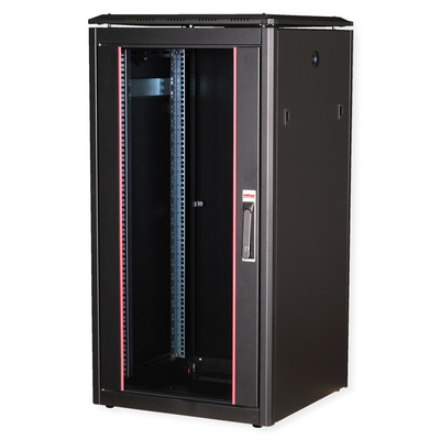 19" Rack na podlahu 22U, 1164x600x600mm (HxWxD), PRO, sklenené dvere, čierny