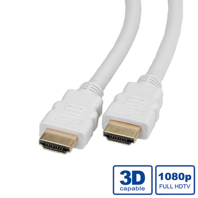 Kábel HDMI M/M 1m, High Speed+Eth, 4K@30Hz, HDMI 1.4, G pozl. kon., biely §§