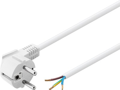 Kábel sieťový 230V, vidlica (CEE7/7) lomená - dutinky, 1.5m, 0.75mm², 16A, surový, biely