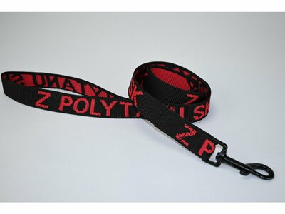 Vodítko s logom Z POLYTANU SK, s uškom, 2.5cm/130cm, čierna karabína, čierna+červená