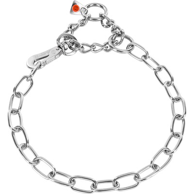 Obojok retiazkový sťahovací 3mm/48cm, obmedzovač, karabína, stredné oko, nerezová oceľ, HS