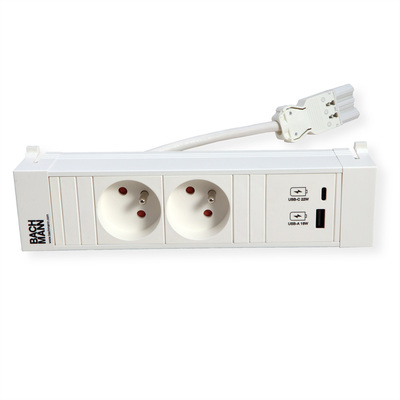 Power Frame 2xUTE 230V, nabíjačka (USB A + USB C), 0.2m kábel 1.5mm², GST18, biely