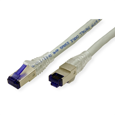 S/FTP (PiMF) Patchkábel PVC 90m drôt cat.6a, AWG23, 500MHz, 10GBase-T, sivý, meď, s koncovkami RJ45