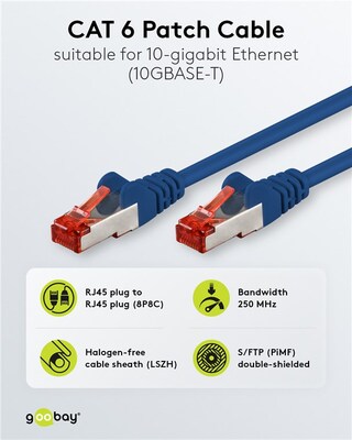 S/FTP (PiMF) Patchkábel LSOH 0.5m cat.6, modrý, Cu
