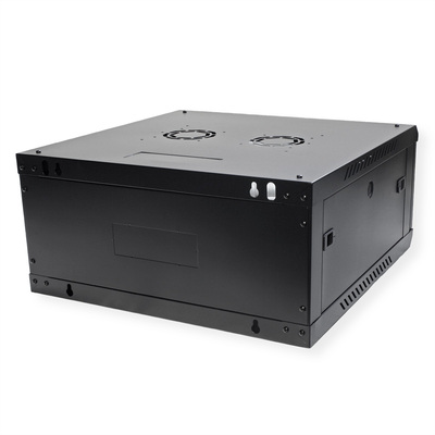 19" Rack na stenu 4U, čierny, 290x600x600mm (HxWxD), odnímateľné bočnice